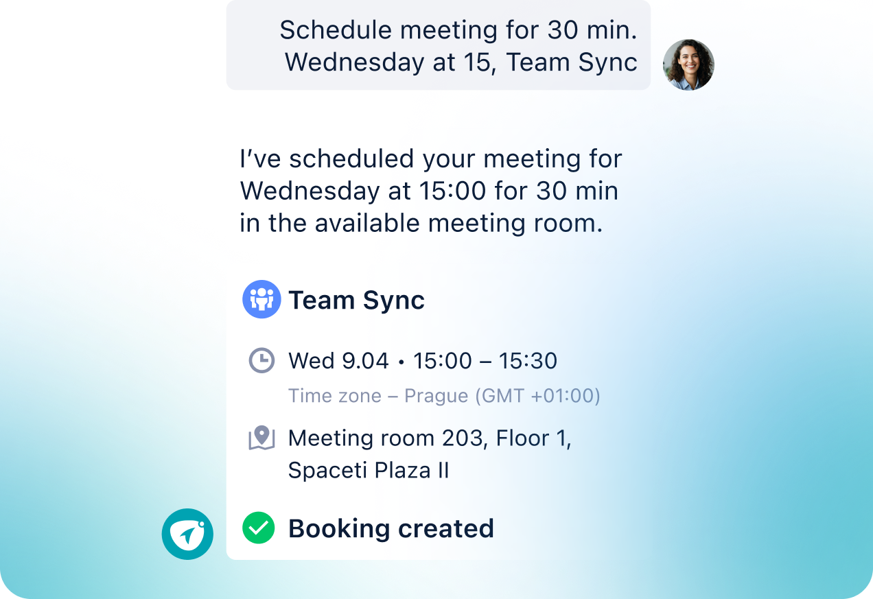 AI Assistant finds and books a suitable meeting room automatically